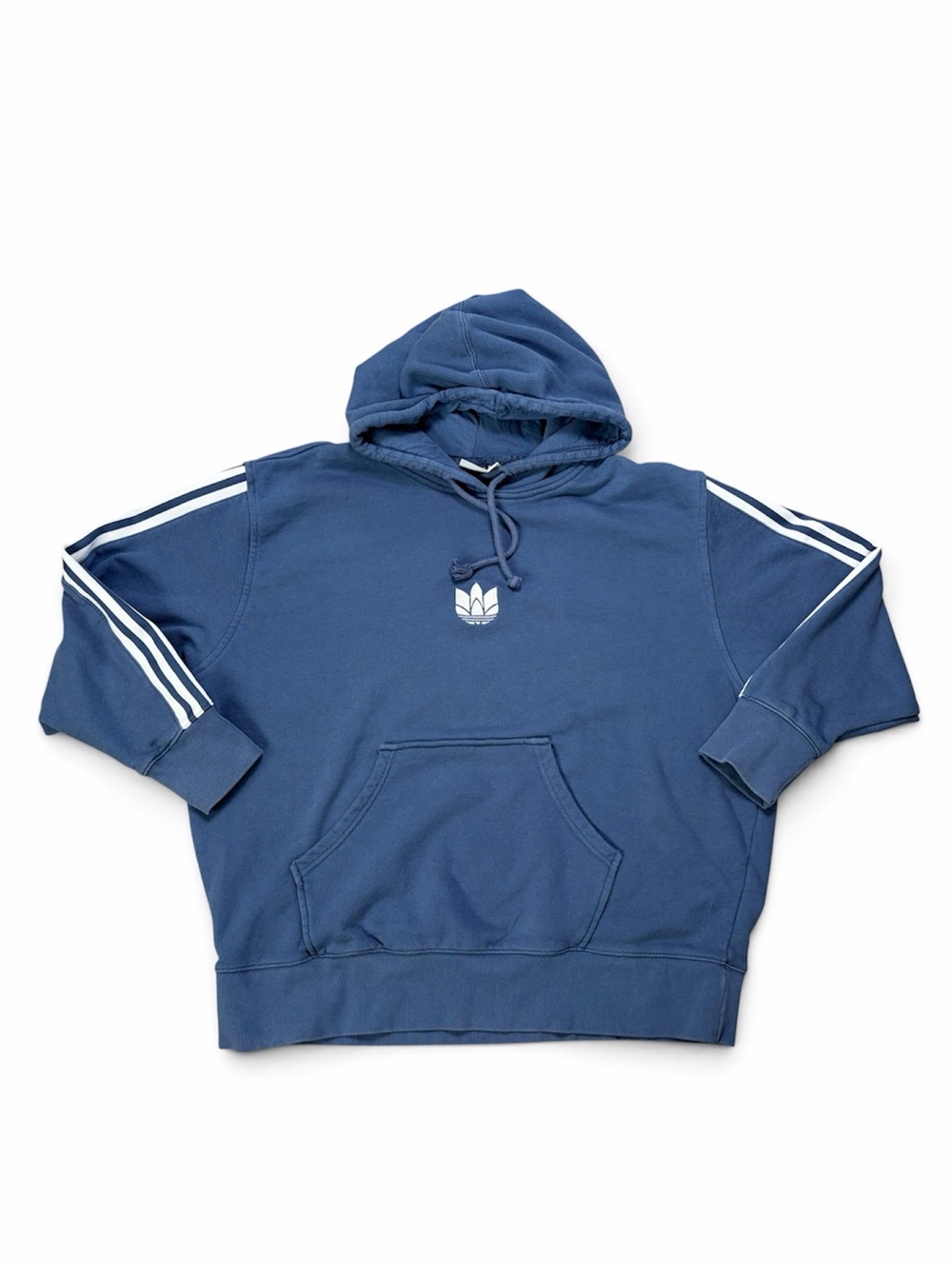 Adidas Originals Women’s M Blue 3 Stripe Pullover Hoodie Trefoil